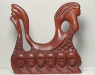 Before the Mayflower, mahogany sculpture
